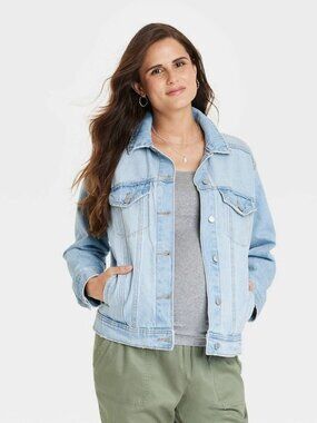 K-193 Isabel Women's XXL Long Sleeve Maternity Denim Jacket - Medium Wash